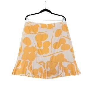 Anthropologie Elevenses Womens‎ Pleated Peplum Mini Skirt Size 10 Orange Retro
